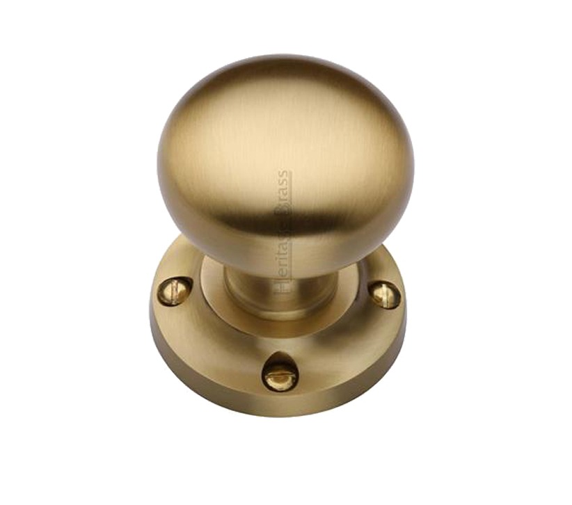 Heritage Brass Victoria Mortice Door Knobs, Satin Brass (Sold In Pairs)