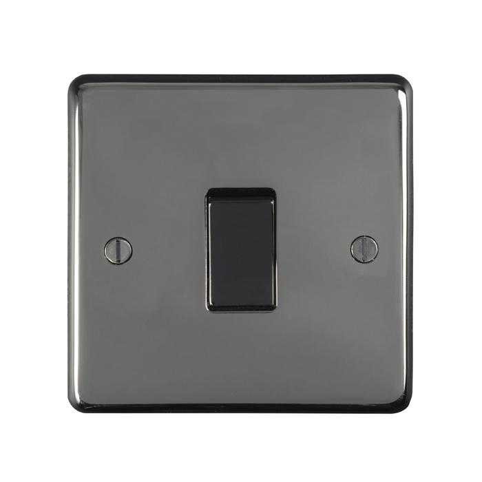 Eurolite 1 Gang 20Amp DP Switch Round Edge Black Nickel Plate Matching Rocker