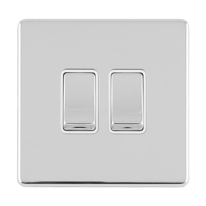 Eurolite Concealed 3mm 2 Gang 10Amp 2Way Switch - Polished Chrome
