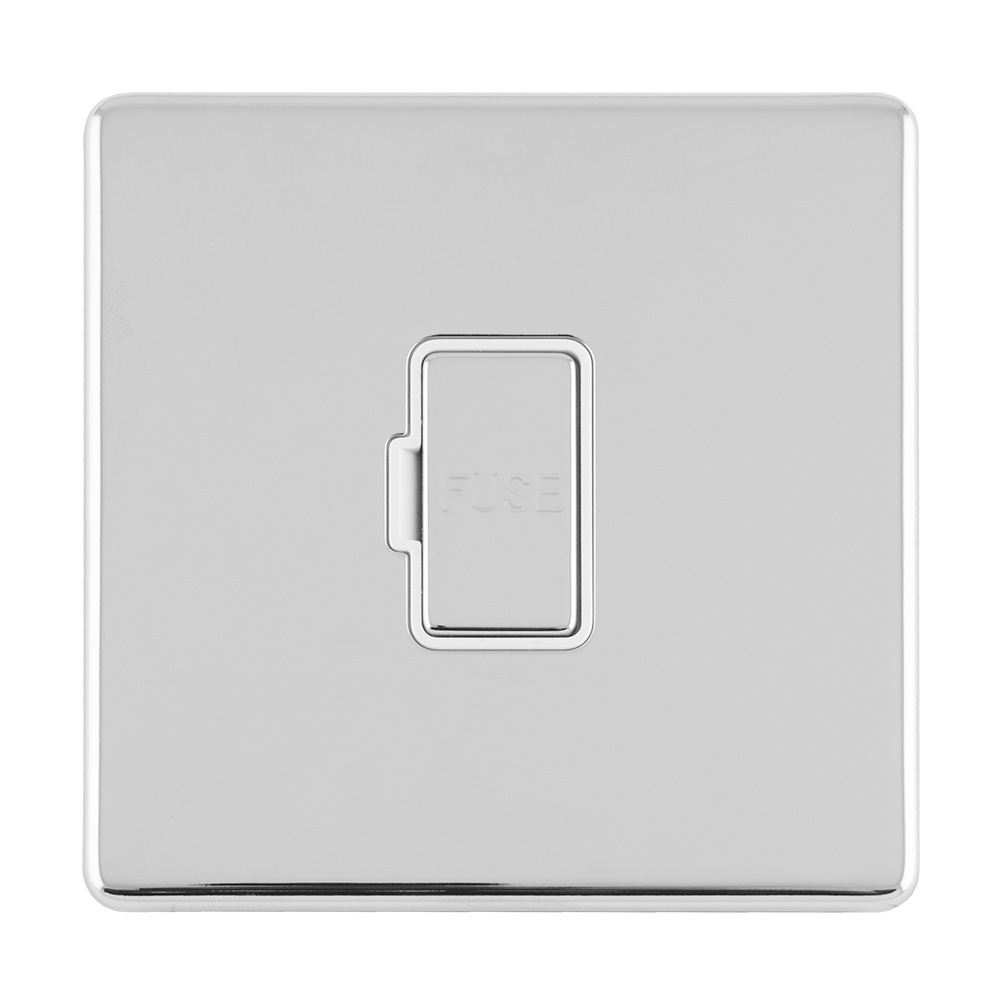 Eurolite Enuswfpcw 13Amp Unswitched Fuse Spur Polished Chrome Enhance Range White Trim