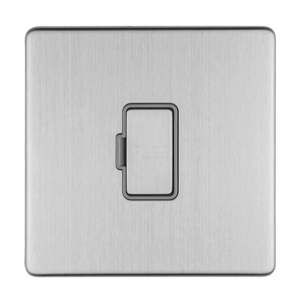 Eurolite Enuswfpcg 13Amp Unswitched Fuse Spur Polished Chrome Enhance Range Grey Trim