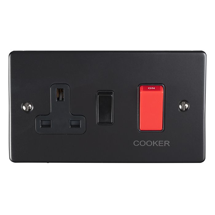 Eurolite Enhance Decorative 45Amp Switch With A Socket - Matt Black