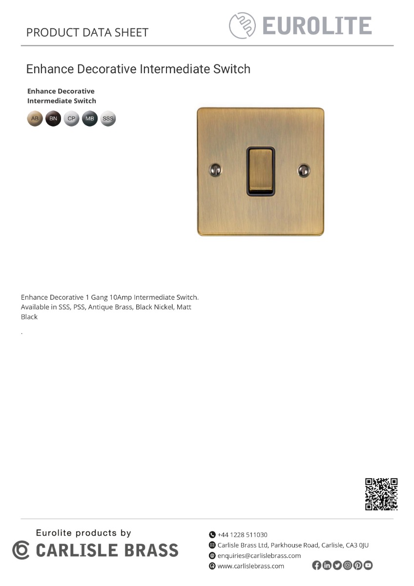 Eurolite Enhance Decorative Intermediate Switch - Antique