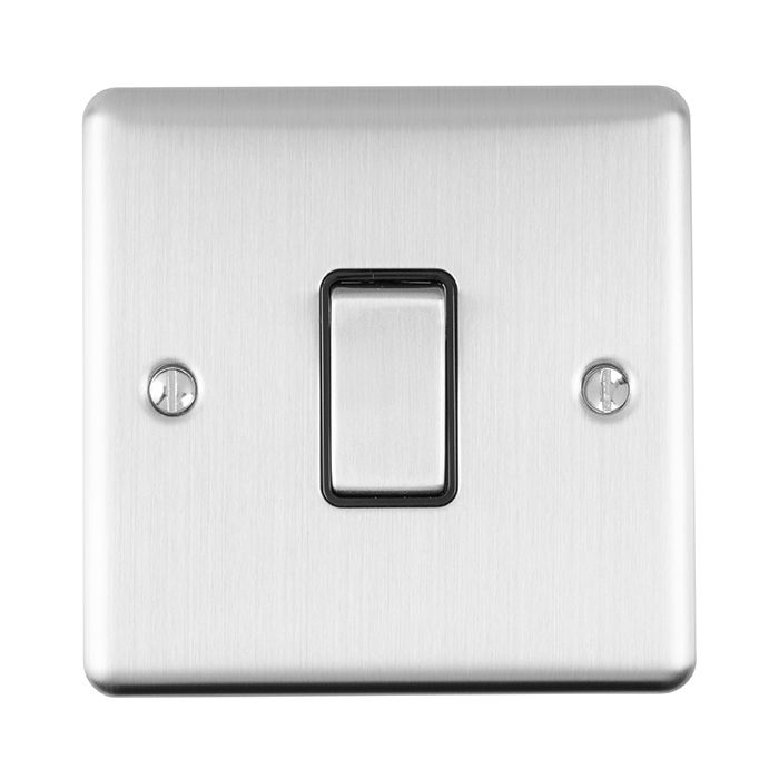 Eurolite Enintssb 1 Gang 10Amp Intermediate Switch Satin Enhance Range Black Trim