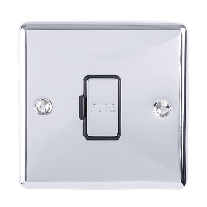 Eurolite Enuswfpcb 13Amp Unswitched Fuse Spur Polished Chrome Enhance Range Black Trim