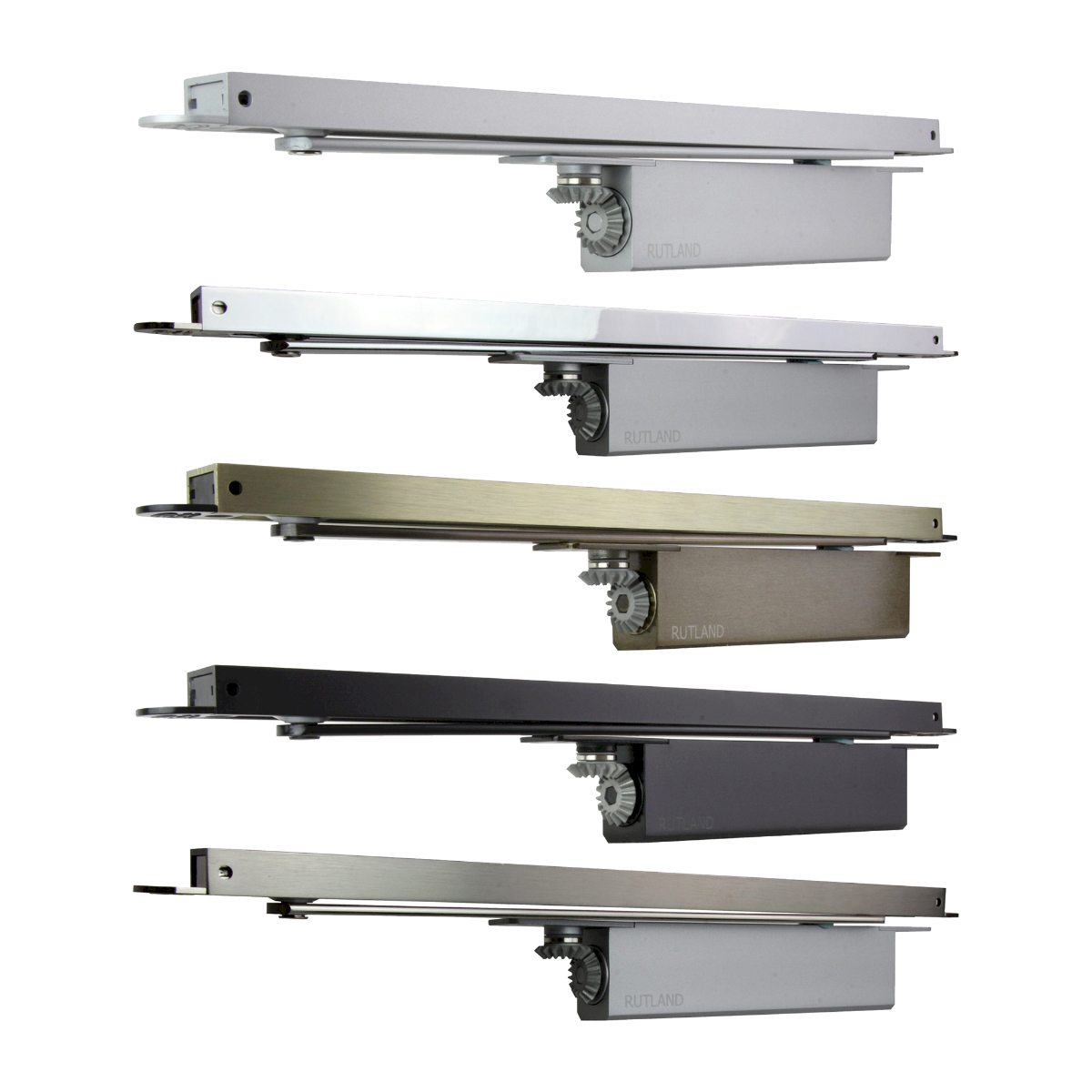 Rutland TS.11204 Door Closer EN 2-4 Concealed Cam Action Door Closer c/w Micro Rail & Connector Bar Polished Nickel