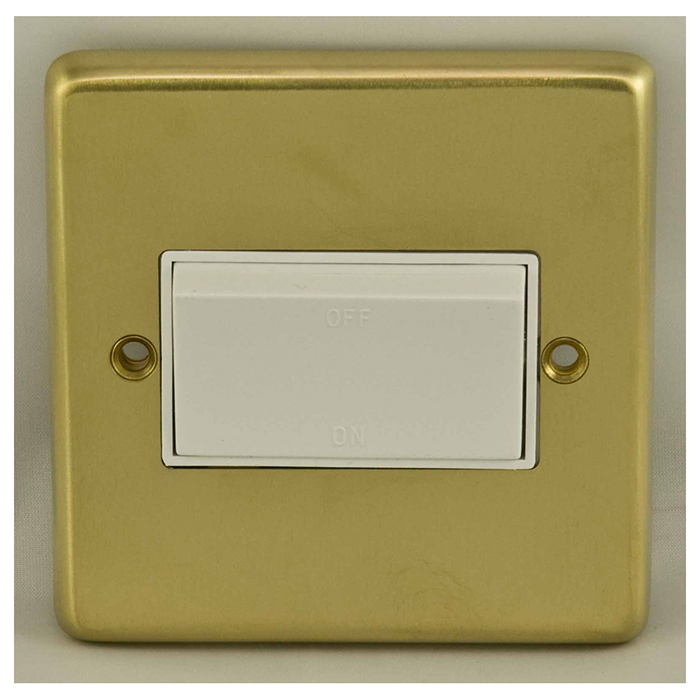 Eurolite Sbfsw 6Amp Fan Isolator Switch Round Edge Satin Brass Plate Polished Brass Rocker