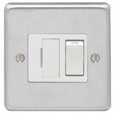 Eurolite Sssswfw 13Amp Dp Switched Fuse Spur Round Edge Satin Stainless Steel Plate White Rocker