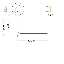 Zoo Hardware Vier Radius Lever On Round Rose, Satin Stainless Steel (Sold In Pairs)