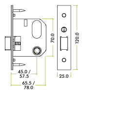 Zoo Hardware Replacement Nightlatch - 64mm c/w PVD Forend and Strike
