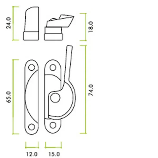 Zoo Hardware Fulton & Bray Narrow Style Fitch Fastener, Polished Brass