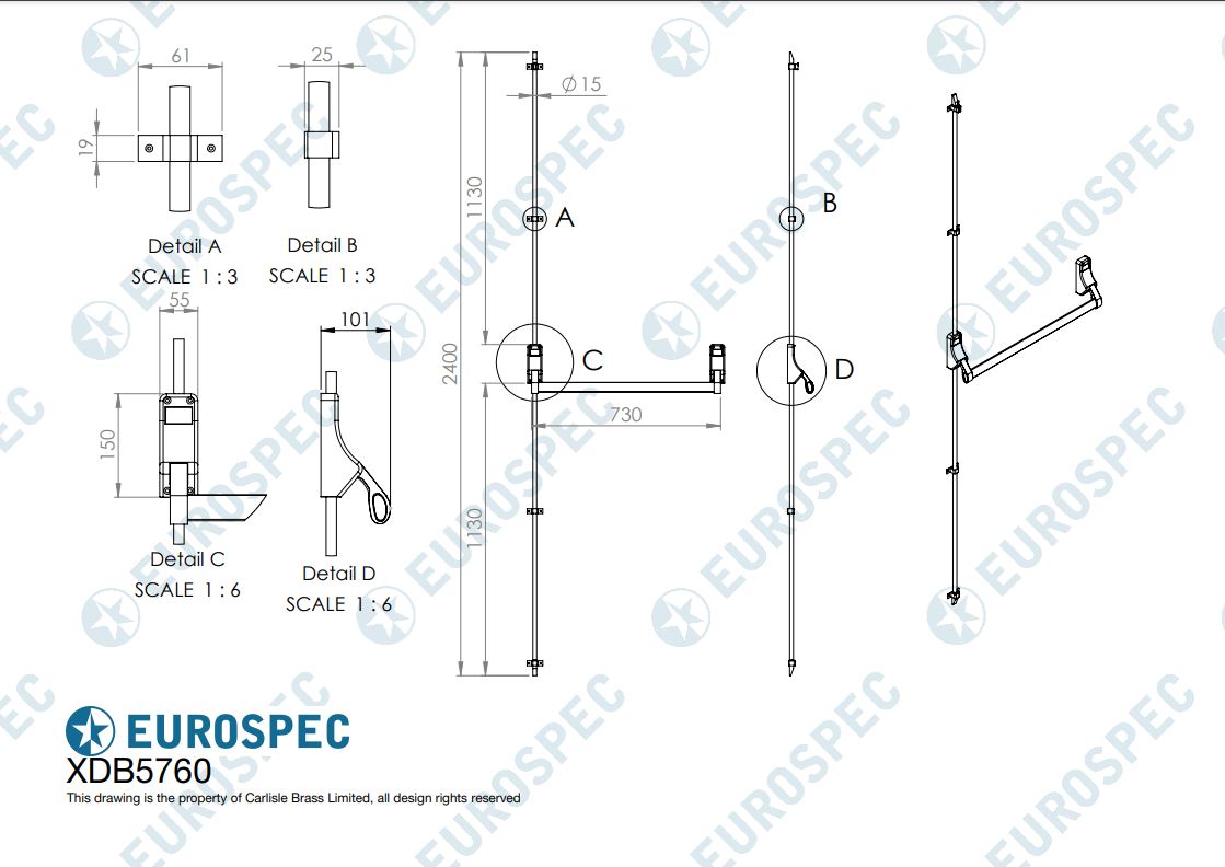 EUROSPEC XDB5760SV PANIC BOLT (7113G)