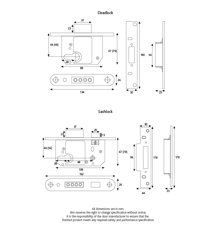 ERA 233-31TP BS8621 Euro Mortice Deadlock Keyless Egress 64mm Keyed Alike Polished Brass