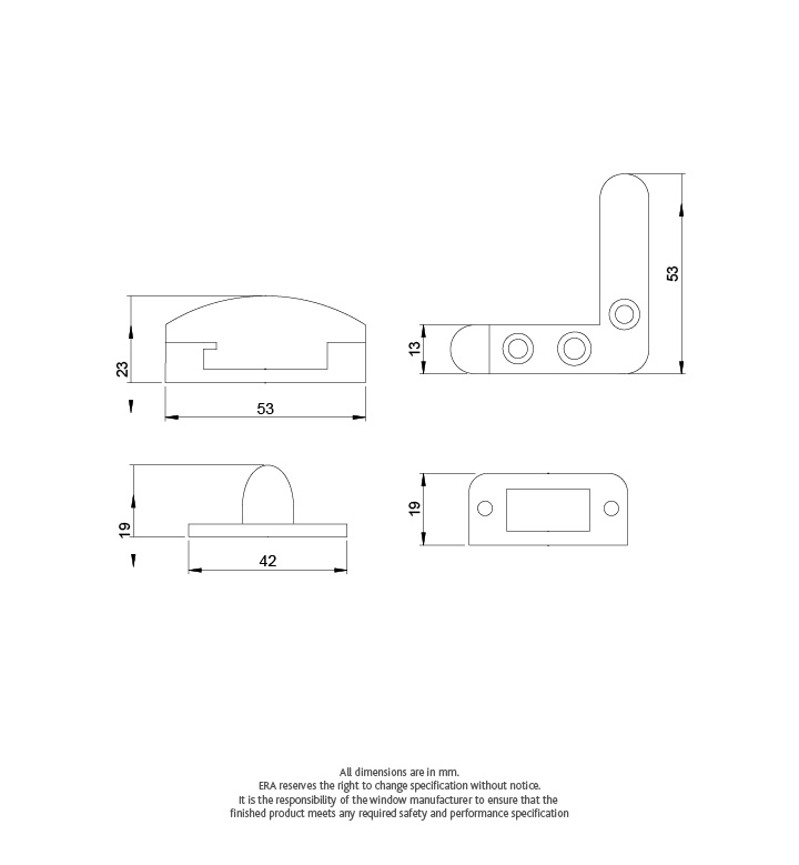 Era 809-12 Swing Lock Wood Stan Key White Card (1) 53mm White
