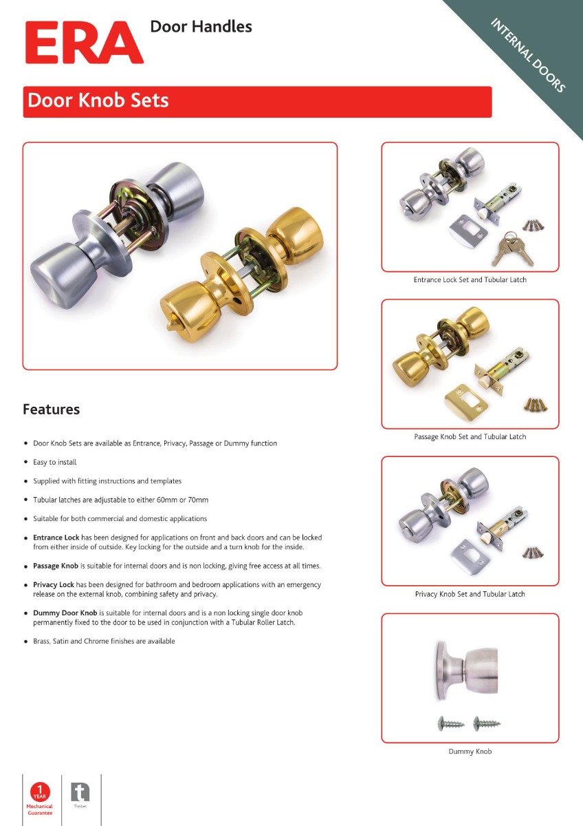 Era 168-31 Privacy Door Lockset Polished Brass