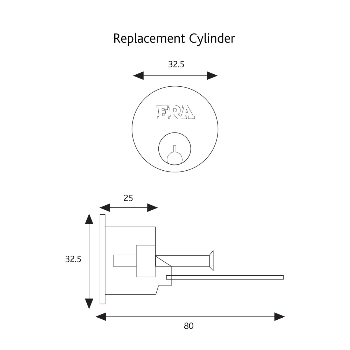 Era Replacement 6pin Rim Cylinder Satin Chrome keyed Alike