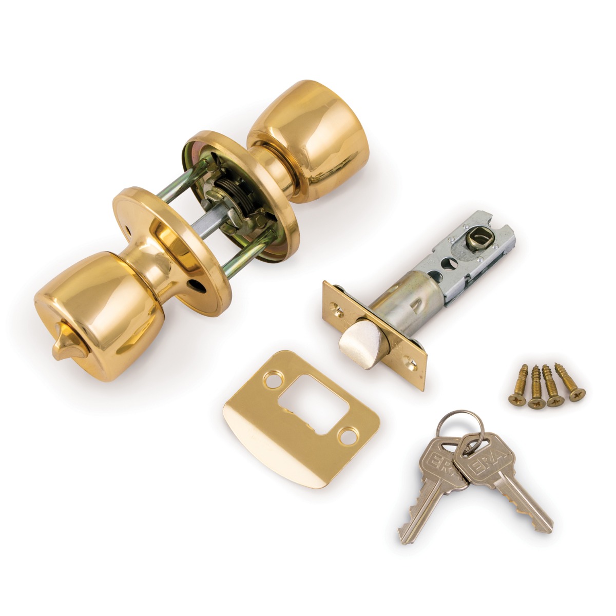 Era 166-32A Entrance Door Knobsets 50mm Polished Brass