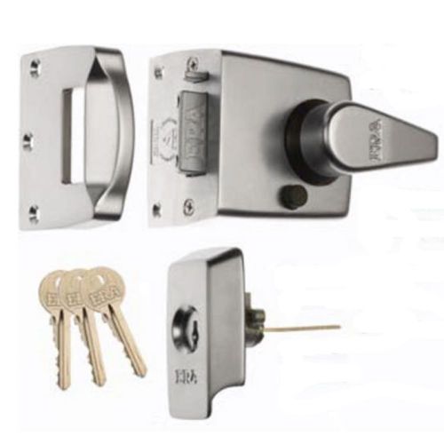 Era 1730-35-1Mk British Standard Keyless Egress Nightlatch Door Lock 60mm paired with 70mm Euro Cylinder and Turn under mater key Satin Chrome