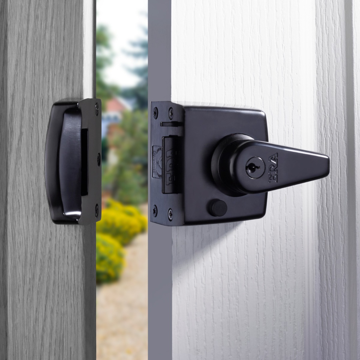 Era British Standard Double Locking High Security Nightlatch Door Lock 40mm Backset 1830-10 Black