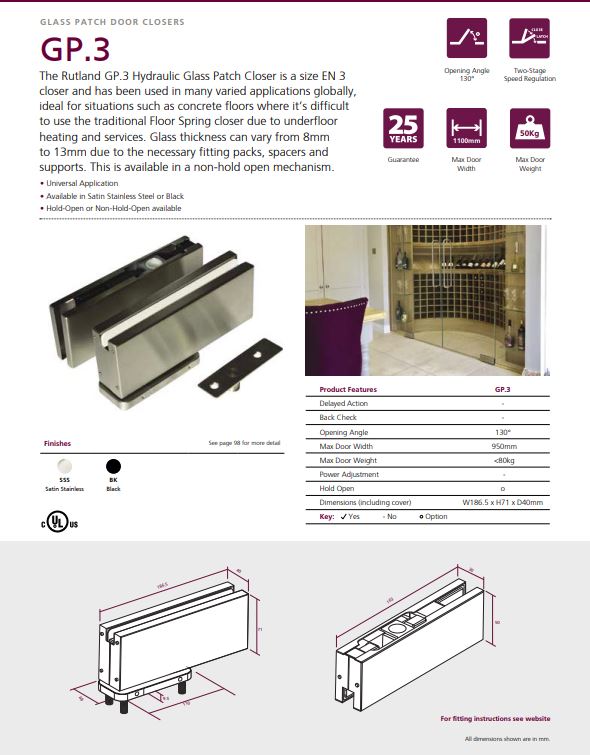 GP.3 Hydraulic Glass Patch Closer