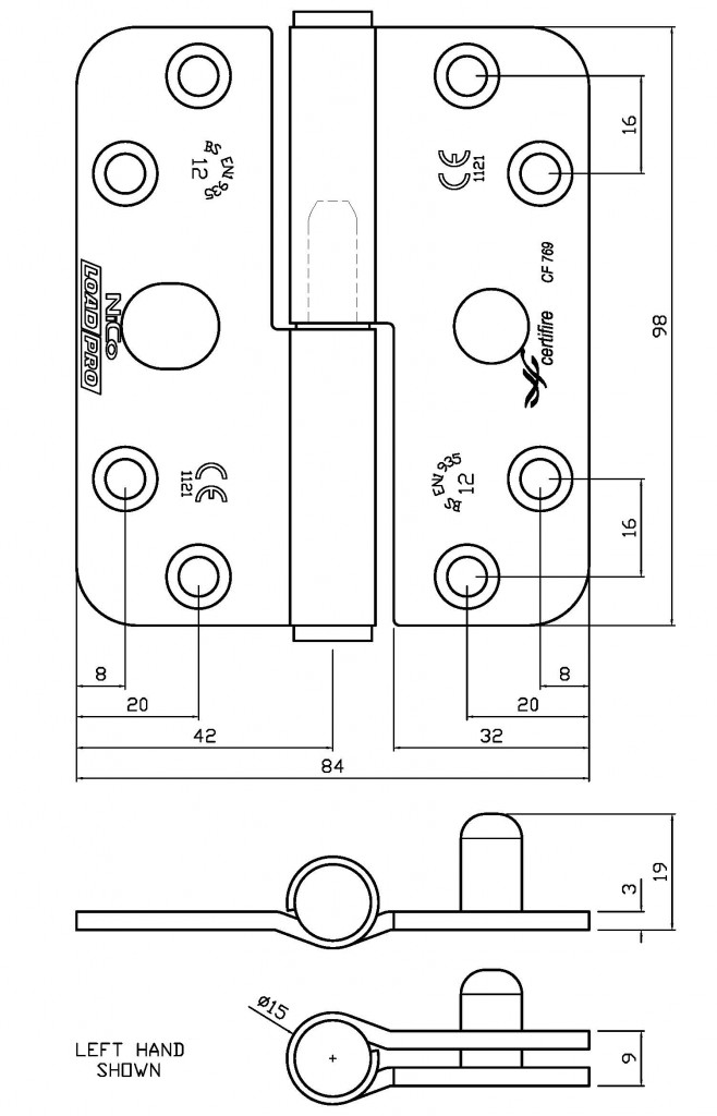 4718 Maintenance Free UKCA & CE Grade 12 Symmetrical Lift Off Fire Door Security Hinge