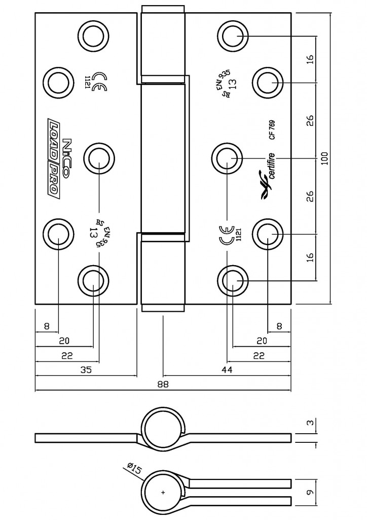 4817 Maintenance Free UKCA & CE Grade 13 Fire Door 2 Bearing Butt Hinge