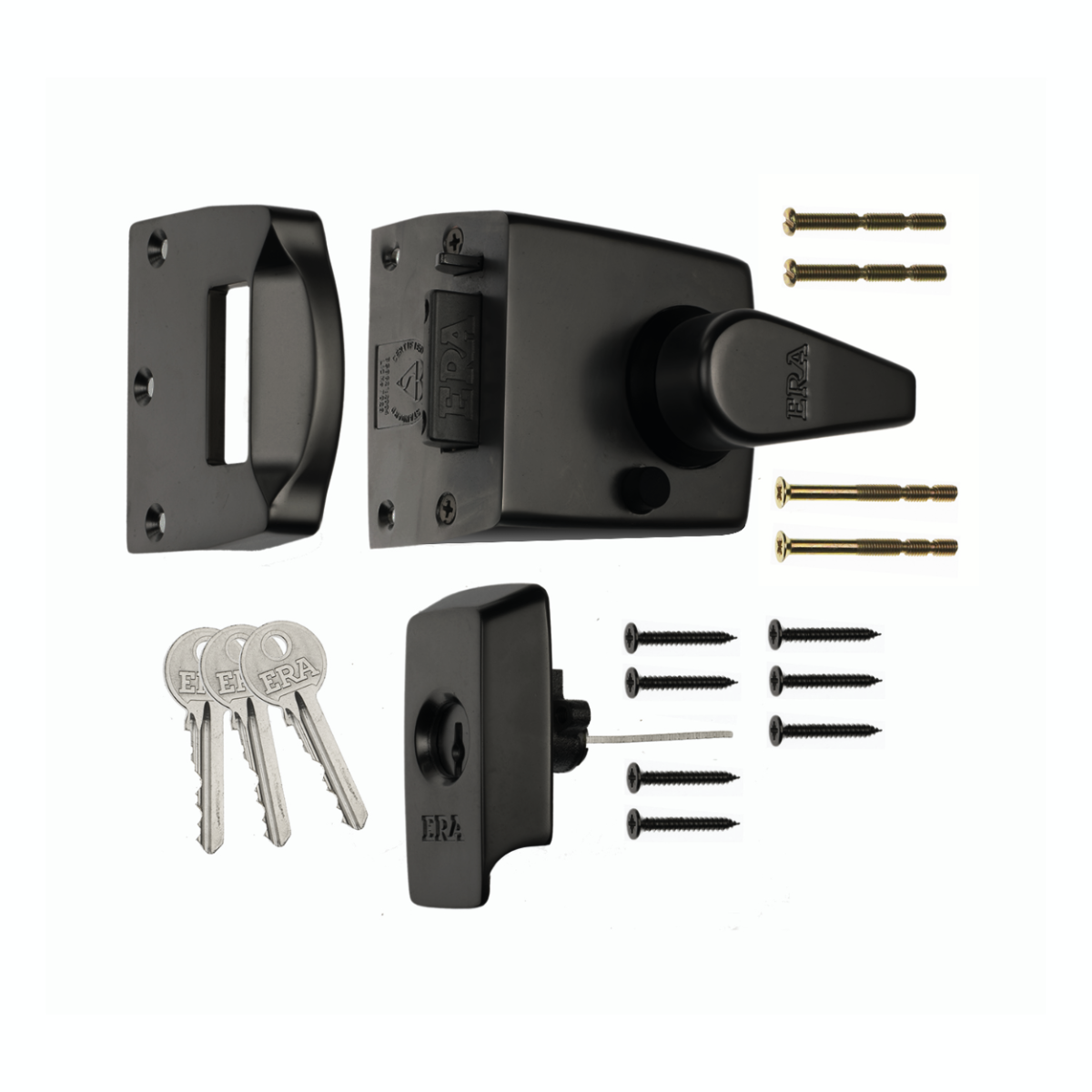 Era 1730-10-1 British Standard Keyless Egress Nightlatch Door Loc 60mm Matt Black