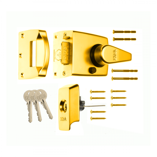 ERA 1530-31 British Standard Keyless Egress Nightlatch Door Lock Keyed Alike Polished Brass