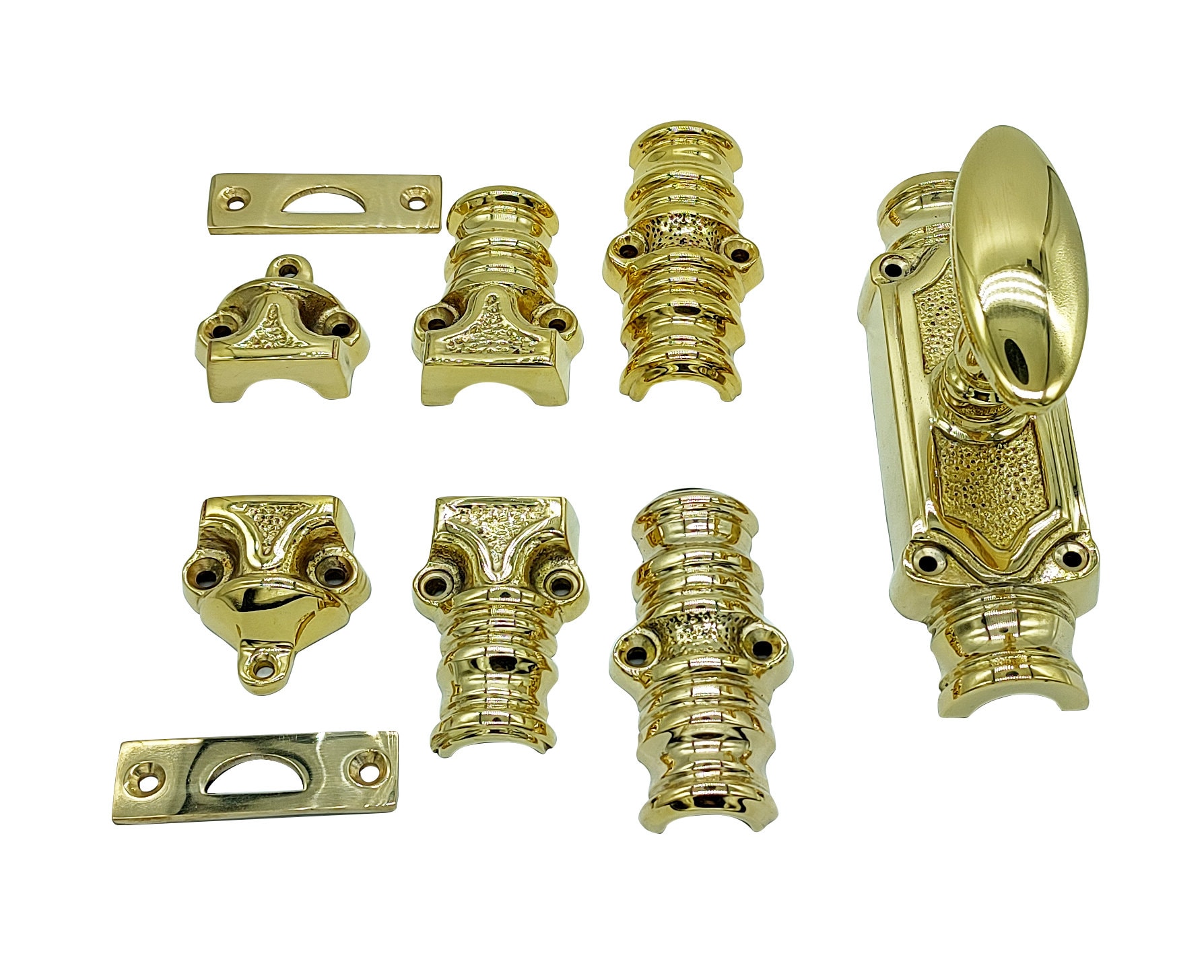 Classic door espagnolette bolt / Cremone bolt 9 feet polished brass unlacquered