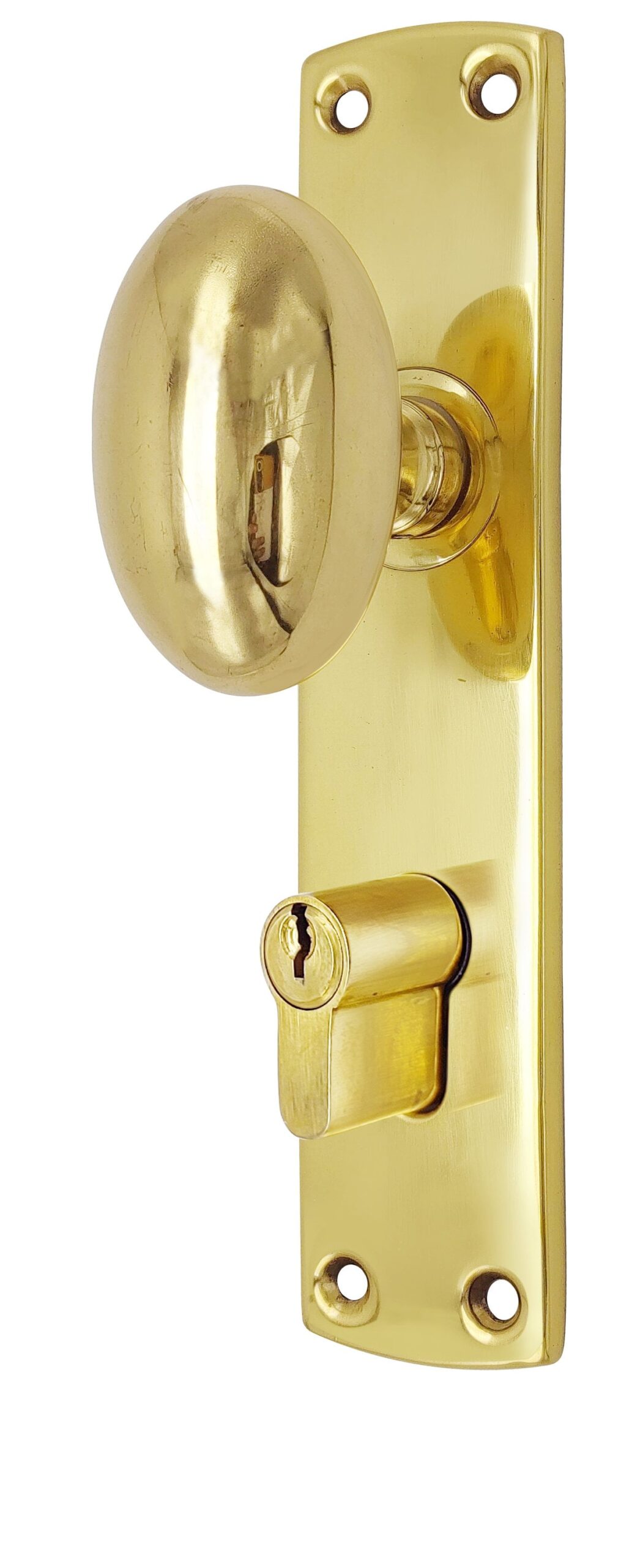Oval knob locking door Espagnolette/Cremone bolt upto 8.5'-Polished brass lacquered