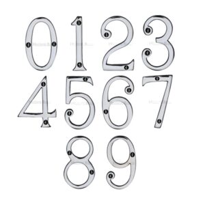 Heritage Brass 0-9 Screw Fix Numerals (76Mm - 3"), Polished Chrome