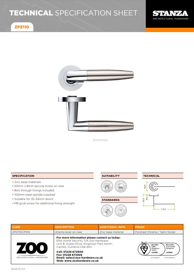 Zoo Hardware Stanza Atlanta Lever On Round Rose, Dual Finish Polished Chrome & Satin Nickel (Sold In Pairs)