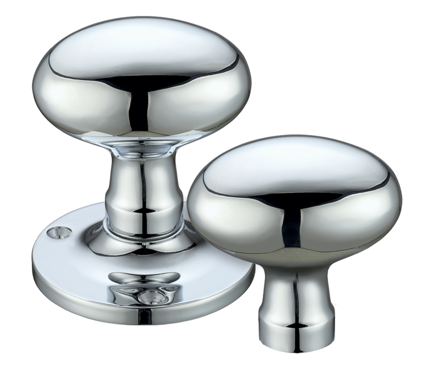 Oval Rim Door Knobs, Polished Chrome (sold in pairs)