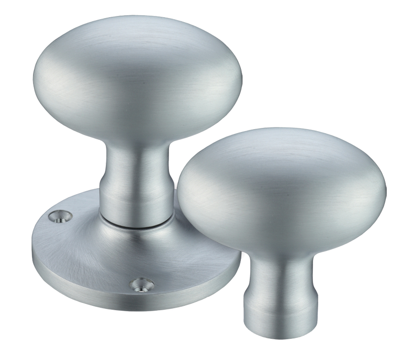 Oval Rim Door Knobs, Satin Chrome (sold in pairs)