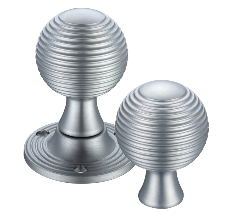Queen Anne Rim Door Knobs, Satin Chrome - (sold in pairs)