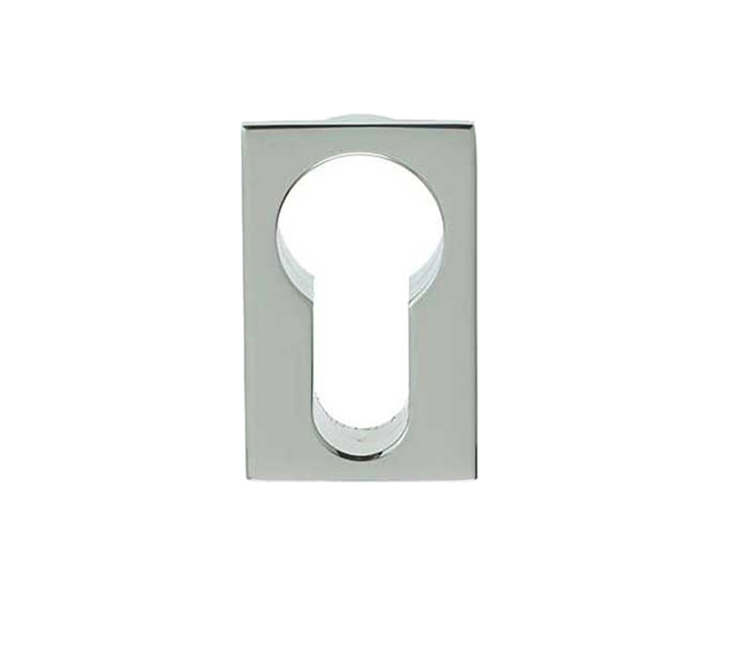 Minimal Rectangular Flush Euro Profile Escutcheon (25mm x 40mm), Polished Chrome