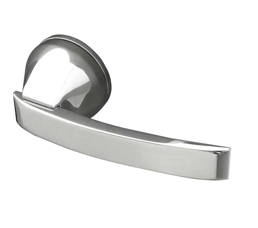 Paja Artica Door Handles On Round Rose, Polished Chrome