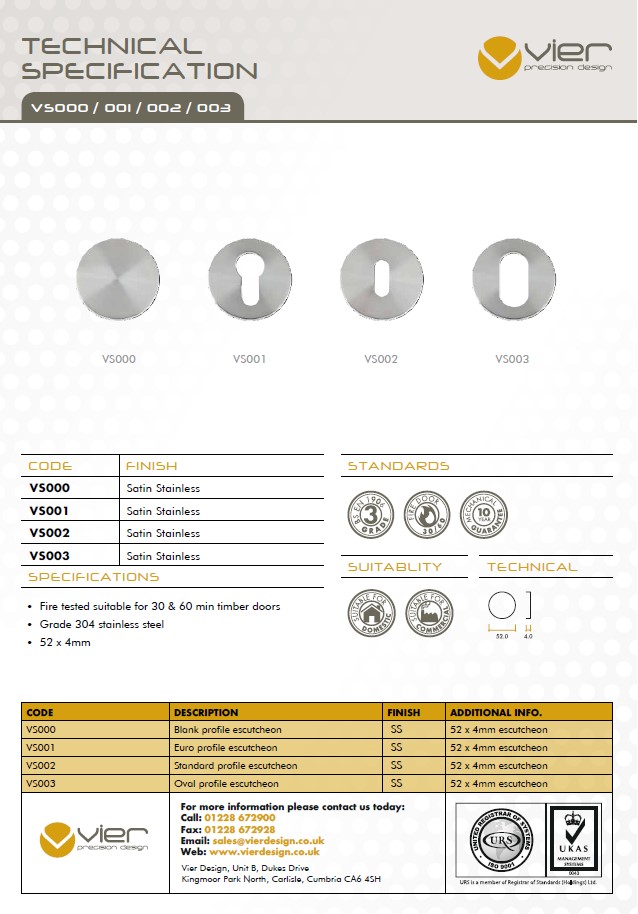 Zoo Hardware Vier Blank Profile Escutcheon, Satin Stainless Steel