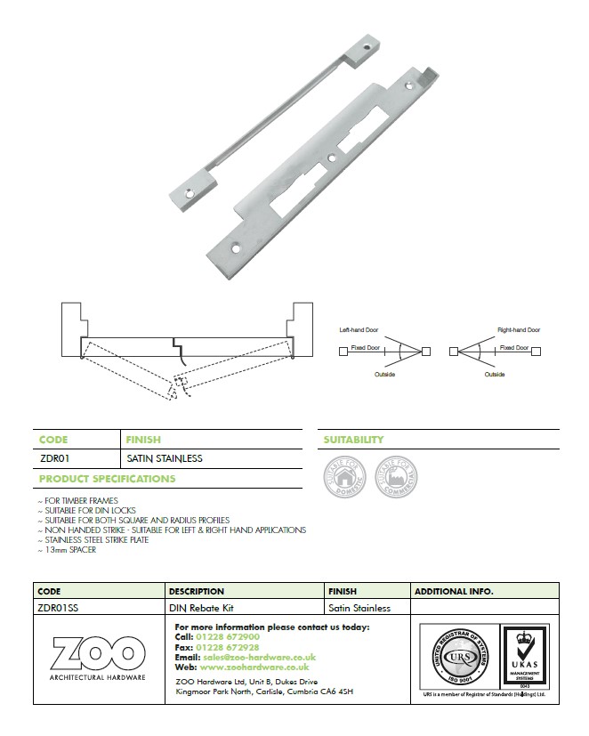 Zoo Hardware Din rebate kit - 13mm
