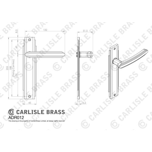 Art Deco ADR012MB ART DECO LEVER ON BACKPLATE - LATCH