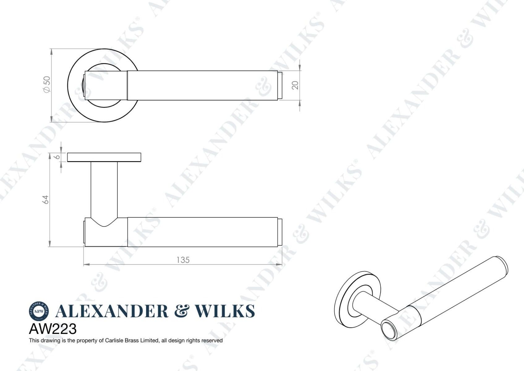 Alexander And Wilks Spitfire Lever Hammered On 50X6mm Rose Matt Black AW223BL