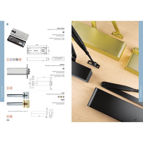 Carlisle Brass AA45EB Door Closer - Chain Spring (Concealed) Electro Brassed
