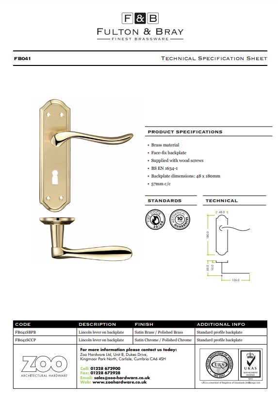 Zoo Hardware Fulton & Bray Lincoln Door Handles On Backplate