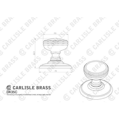 Carlisle Brass Delamain DK35CMB Plain Concealed Fix Solid Mortice Knobs C/W Locating Washer Matt Black