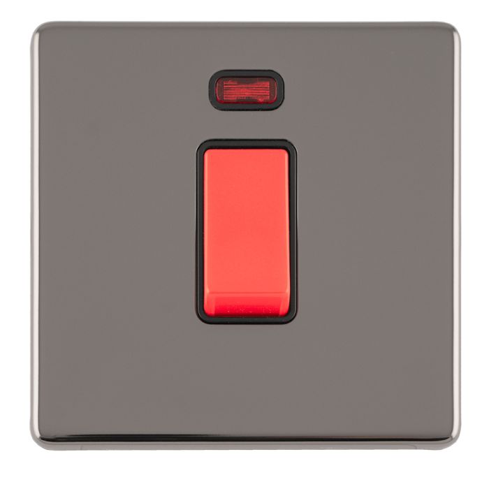 Eurolite Concealed 3mm 1 Gang 45Amp Dp Switch With Neon - Black Nickel