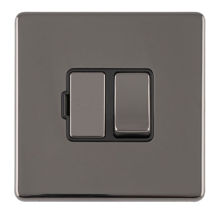 Eurolite Concealed 3mm 13Amp Switched Fuse Spur With Flex Outlet - Black Nickel