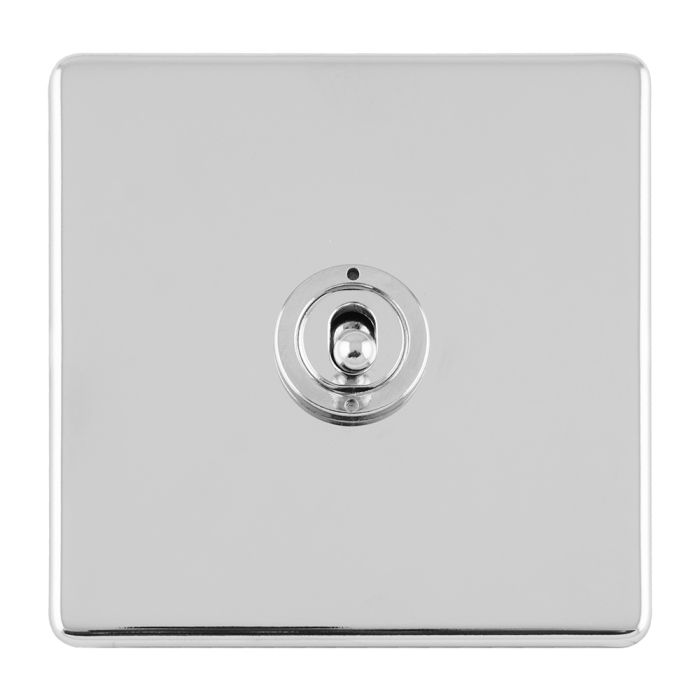 Eurolite Concealed 3mm 1 Gang 10Amp 2Way Toggle Switch Polished Chrome Plate - Polished Chrome