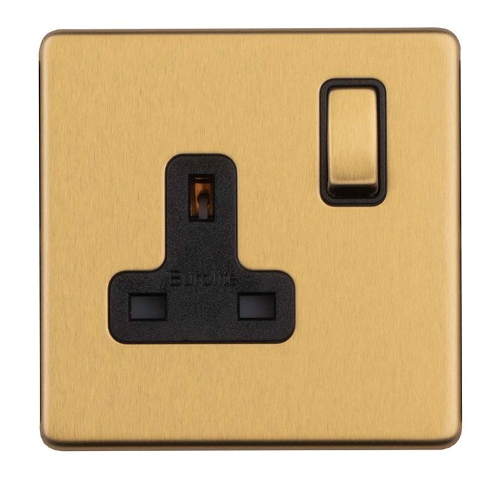 Eurolite Concealed 3mm 1 Gang 13Amp Dp Switch - Satin Brass