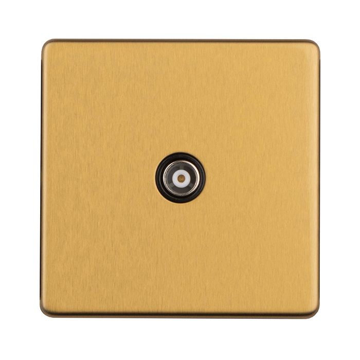 Eurolite Concealed 3mm 1 Gang Tv Socket - Satin Brass