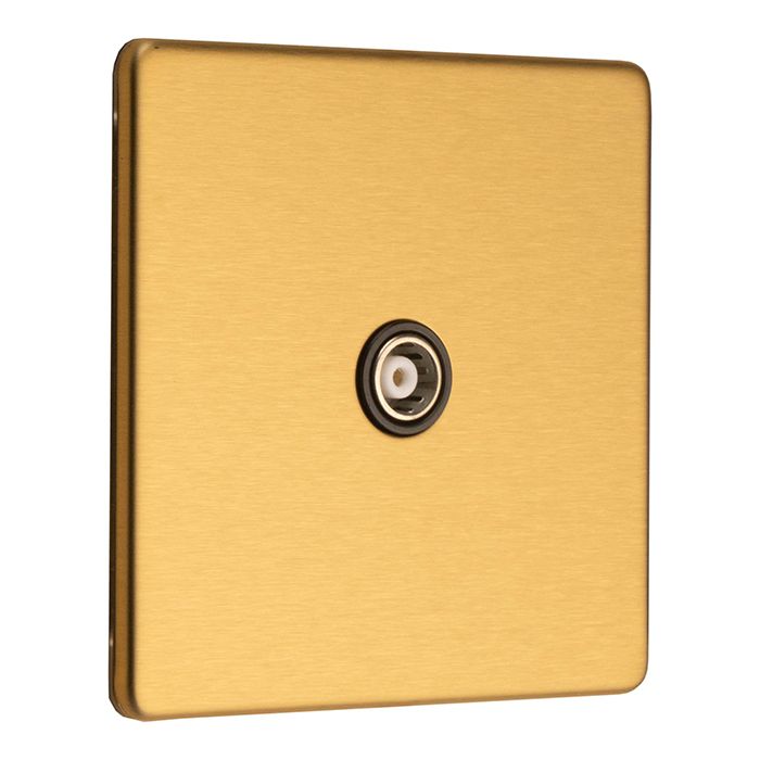 Eurolite Concealed 3mm 1 Gang Tv Socket - Satin Brass